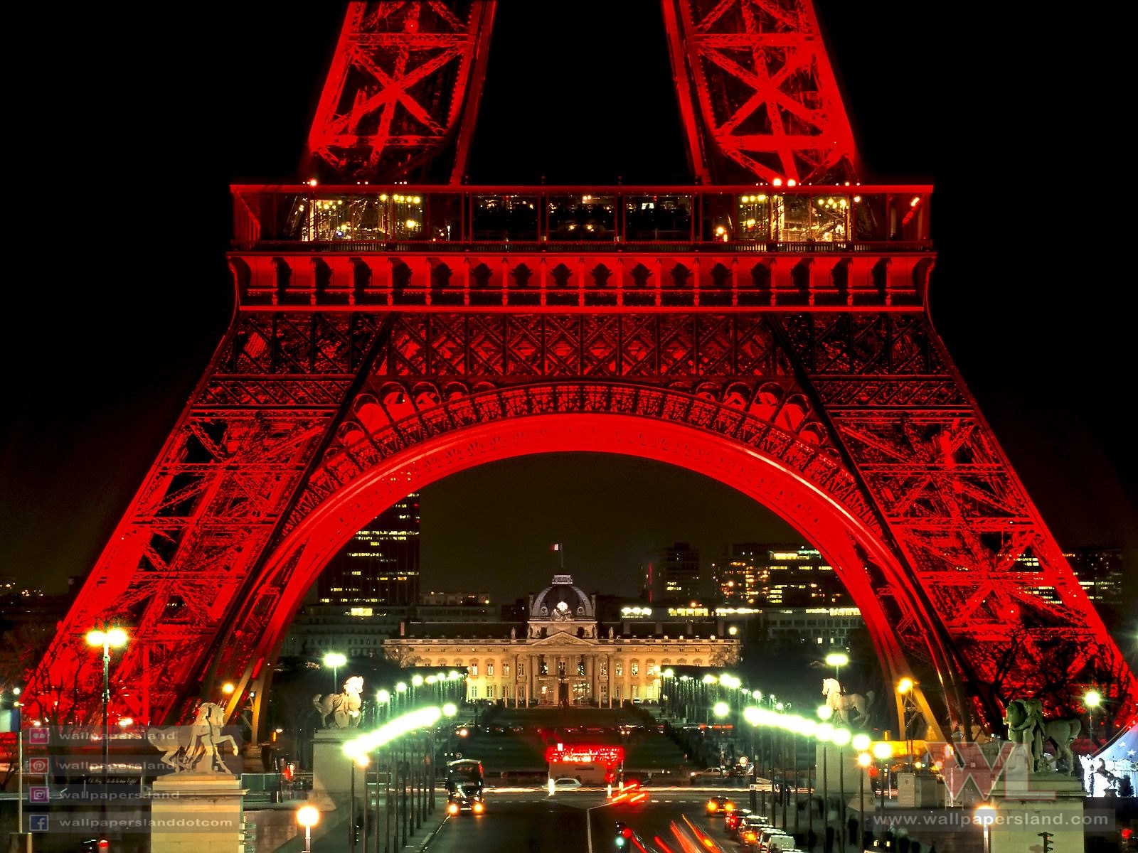 Eiffel Tower at Night During Chinese New Year Festivity, Paris, France